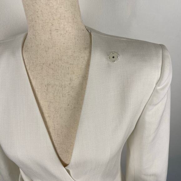 Zara Limited Edition White Blazer Mini Dress Women's Small Lined Twist Bow Rare - Picture 10 of 15